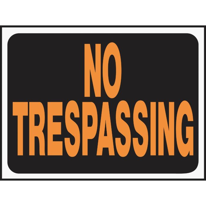HY-KO Hy-Ko 9 x 12 Black/Orange Plastic Sign, No Trespassing