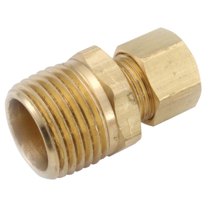 Anderson Metals 750068-0604 Pipe Connector, 3/8 x 1/4 in, Compression x Male, Brass, 200 psi Pressure