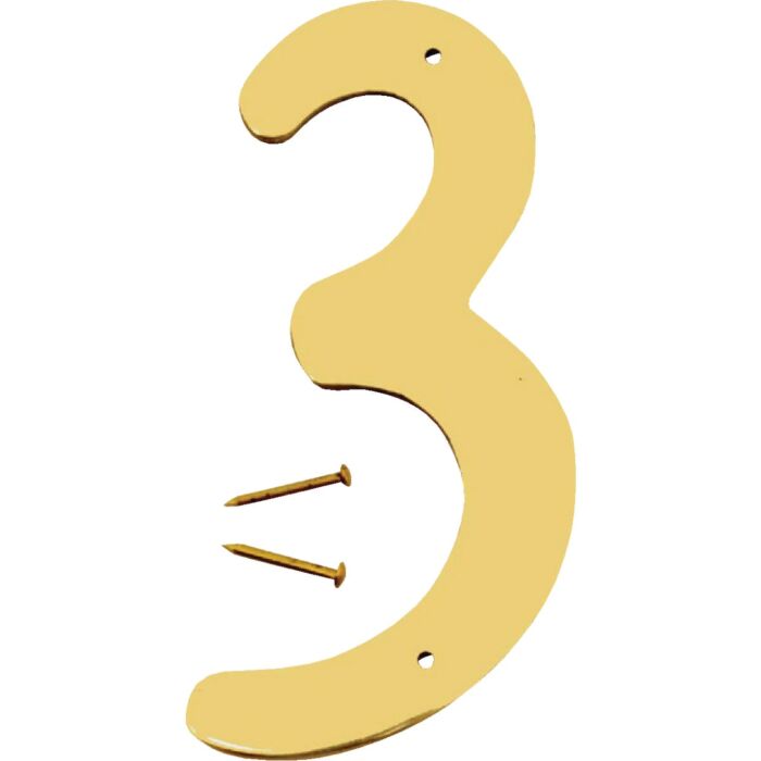 HY-KO Hy-Ko 4 In. Polished Brass House Number Three