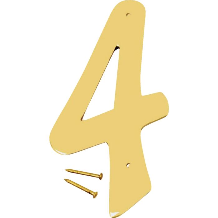 HY-KO Hy-Ko 4 In. Polished Brass House Number Four