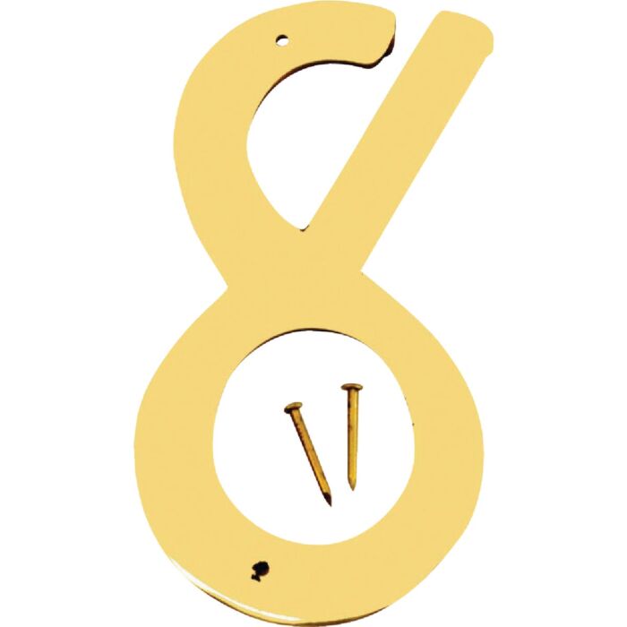 HY-KO Hy-Ko 4 In. Polished Brass House Number Eight