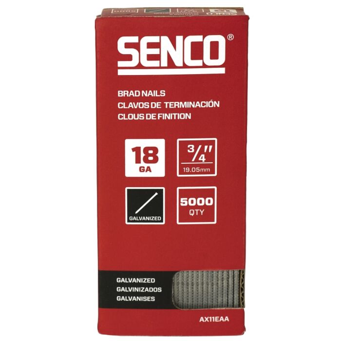 Senco AX11EAA Nail, 3/4 in L, 18, Steel, Electro-Galvanized, Brad, Medium Head, Smooth Shank