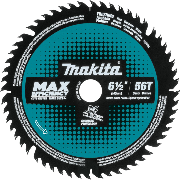 Makita 6-1/2" 56T Carbide-Tipped Max Efficiency Cordless Plunge Saw Blade