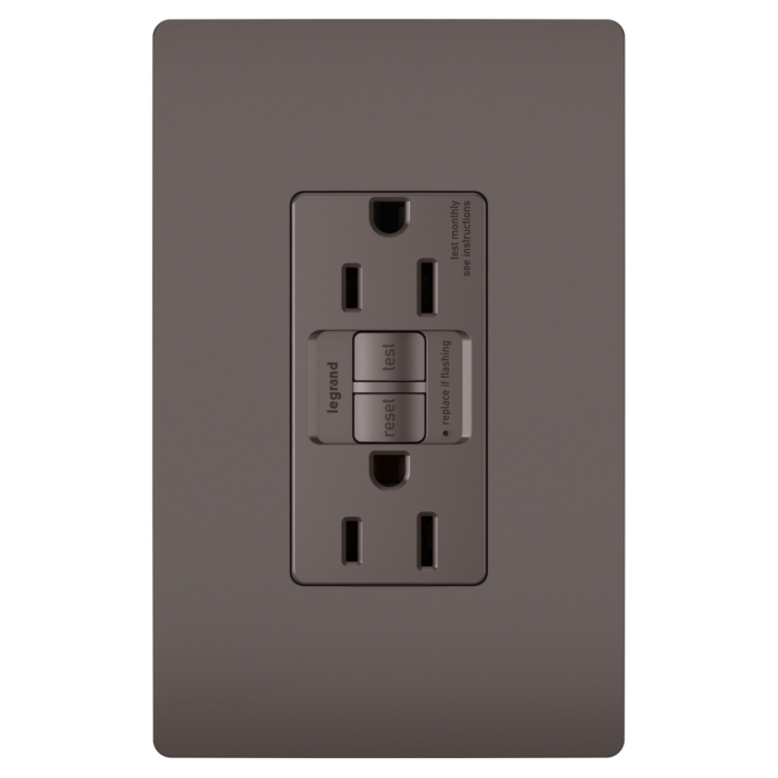 Pass & Seymour radiant® 15A Duplex Self-Test GFCI Receptacles with SafeLock® Protection, Brown