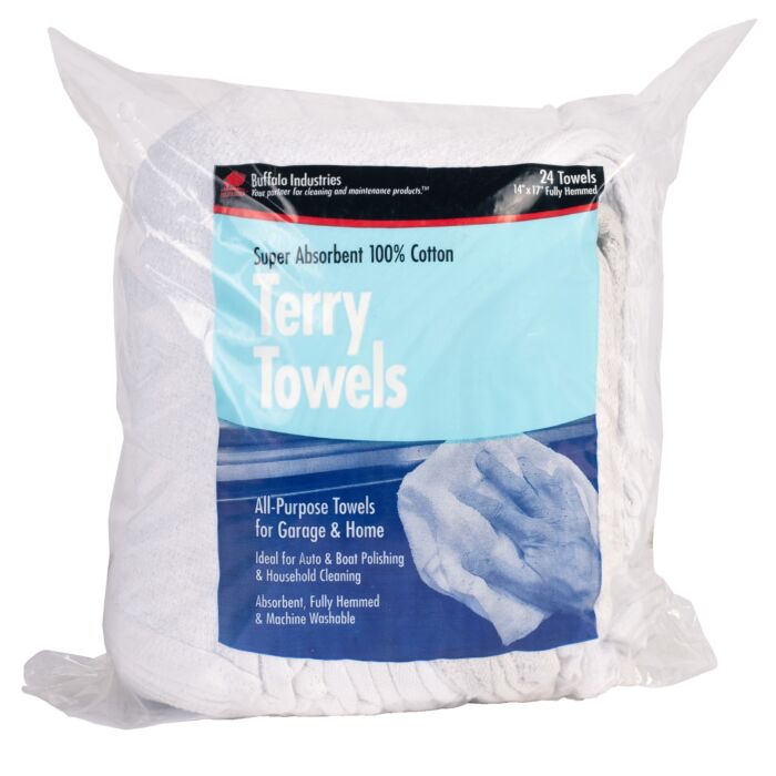 Buffalo Industries Cotton Terry Towels (White - 24pk)