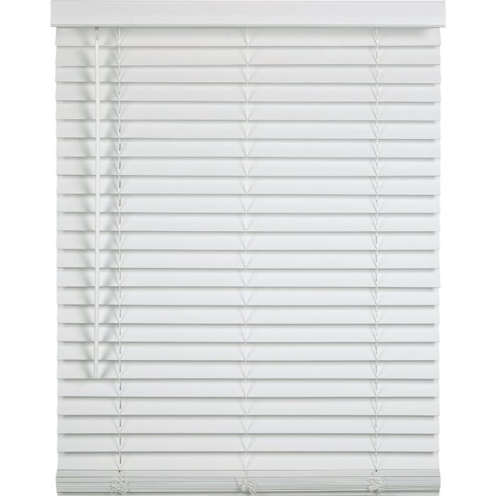 Home Impressions 27 In. x 64 In. x 2 In. White Faux Wood Cordless Blind