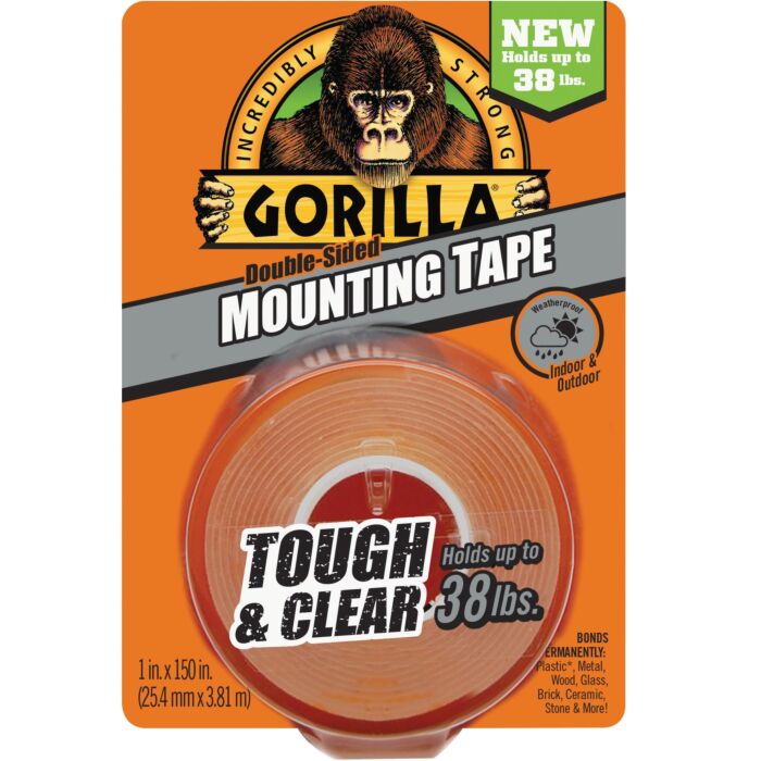 Gorilla Tough & Clear Double-Sided Mounting Tape (Clear) 1 in. x 12-1/2 ft
