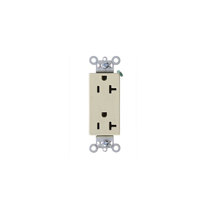 Pass & Seymour 20A 125V Heavy Duty Spec-Grade Decorator Duplex Receptacle, Back and Side Wire, Ivory