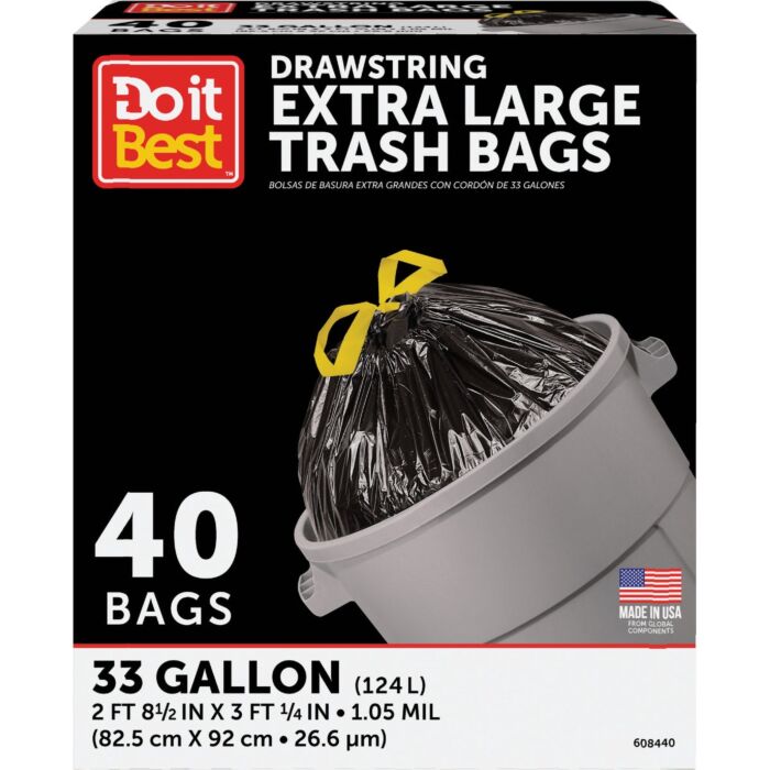 Do It Best XL Trash Bag (Black - 40pk) 33 gal