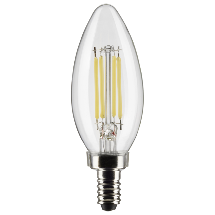 Satco 5.5 Watt B11 LED Filament - Clear - Candelabra Base - 2700K - 500 Lumens - 120 Volt - 2-Pack