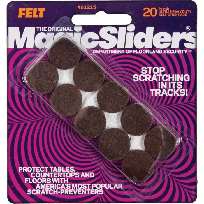 Magic Sliders 3/4 In. Round Brown Self-Adhesive Ultra Heavy-Duty Felt Furniture Pad (20pk)