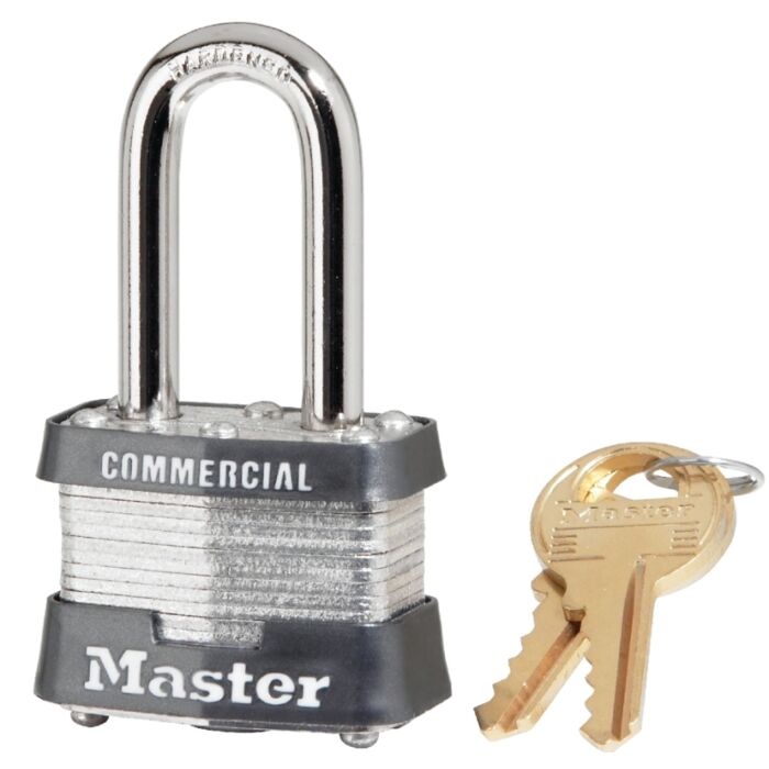 Master Lock 3KALF3210 Padlock, Keyed Alike Key, Open Shackle, 9/32 in Dia Shackle, 1-1/2 in H Shackle, Steel Shackle