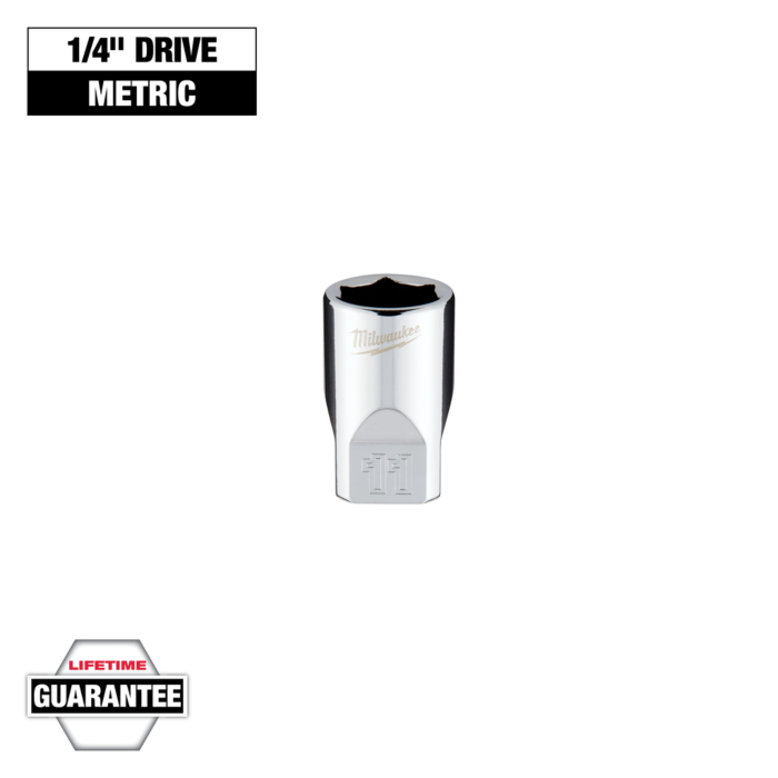 Milwaukee 1/4" Drive 11mm Metric Socket with FOUR FLAT™ Sides