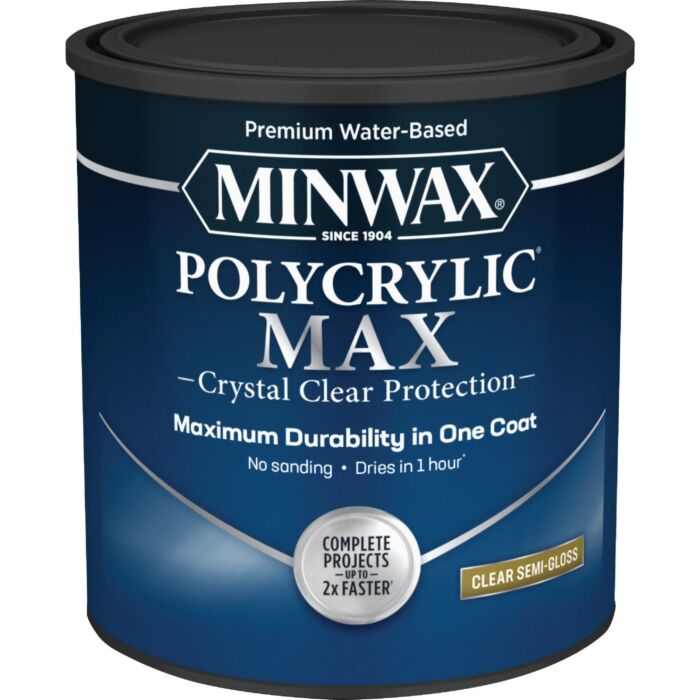 Minwax Polycrylic Max Interior Stain (Semi-Gloss - Clear) 1 qt.