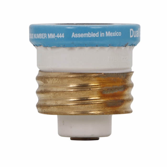 Edison Eaton Bussmann series Type T plug fuse, plug fuse, time delay, heavy duty, 12 A, 125 Vac, 10 kAIC (RMS Symmetrical) interrupt rating, 10 kA short circuit rating, threaded mount, duel element, plastic body, brass thread, edison base