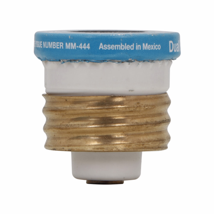 Edison Eaton Bussmann series Type T plug fuse, plug fuse, time delay, heavy duty, 8 A, 125 Vac, 10 kAIC (RMS Symmetrical) interrupt rating, 10 kA short circuit rating, threaded mount, duel element, plastic body, brass thread, edison base