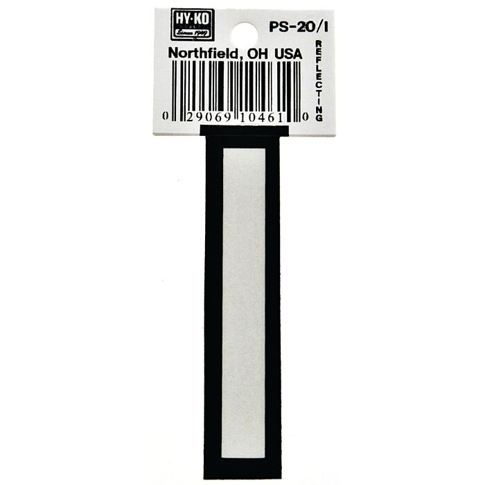 HY-KO Hy-Ko PS-20/I Reflective Letter, Character: I, 3-1/4 in H Character, Black/White Character, Vinyl