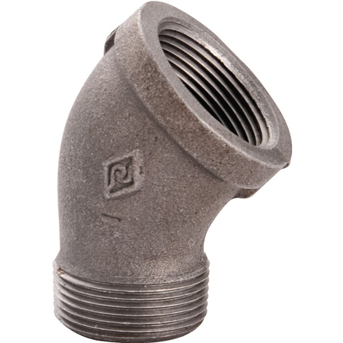 ProSource B121 32 Street Pipe Elbow, 1-1/4 in, FIP x MIP, 45 deg Angle, Malleable Iron, SCH 40 Schedule