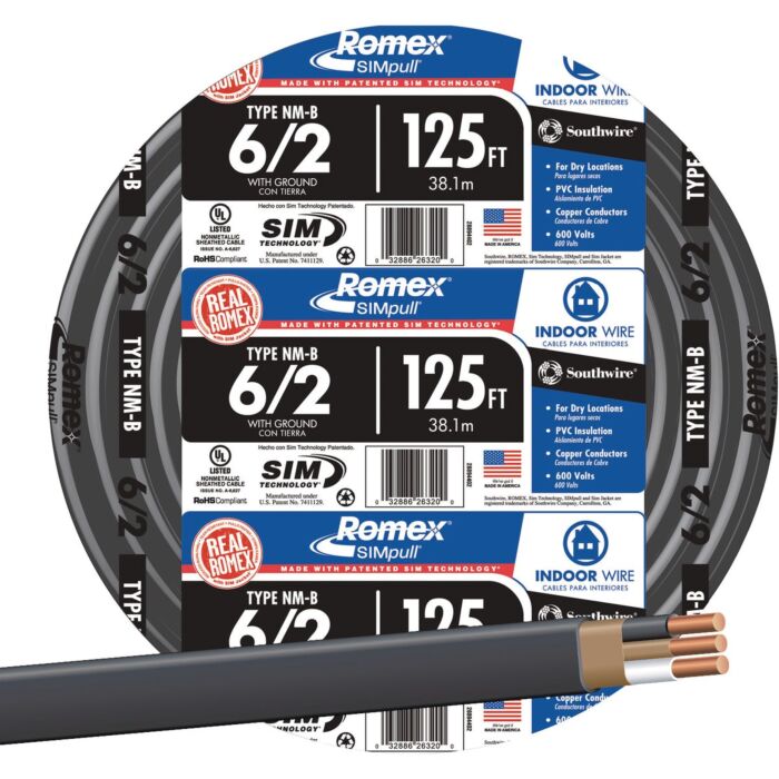 Romex 125 ft 6/2 NM-B Electrical Wire
