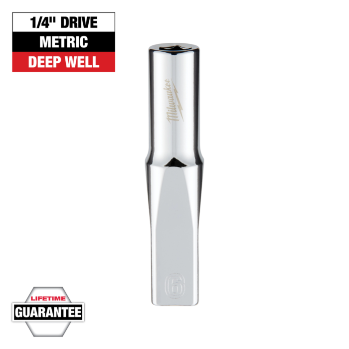 Milwaukee 1/4" Drive 6mm Metric Deep Socket with FOUR FLAT™ Sides