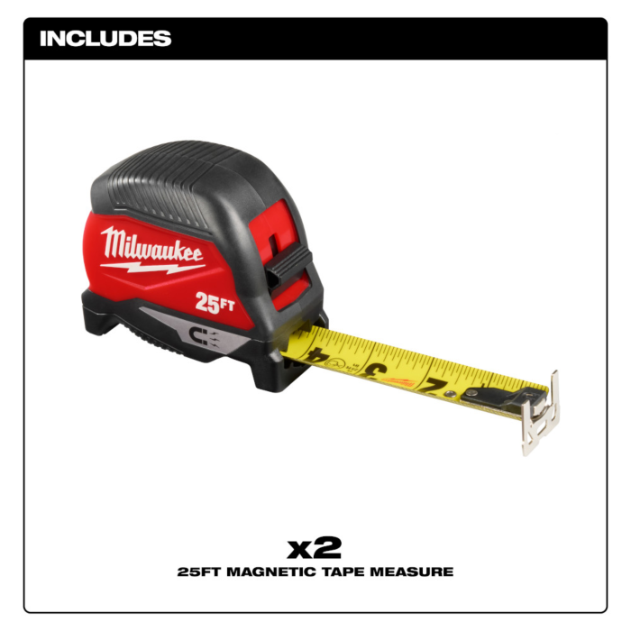 25ft Magnetic Tape Measure 2-Pack
