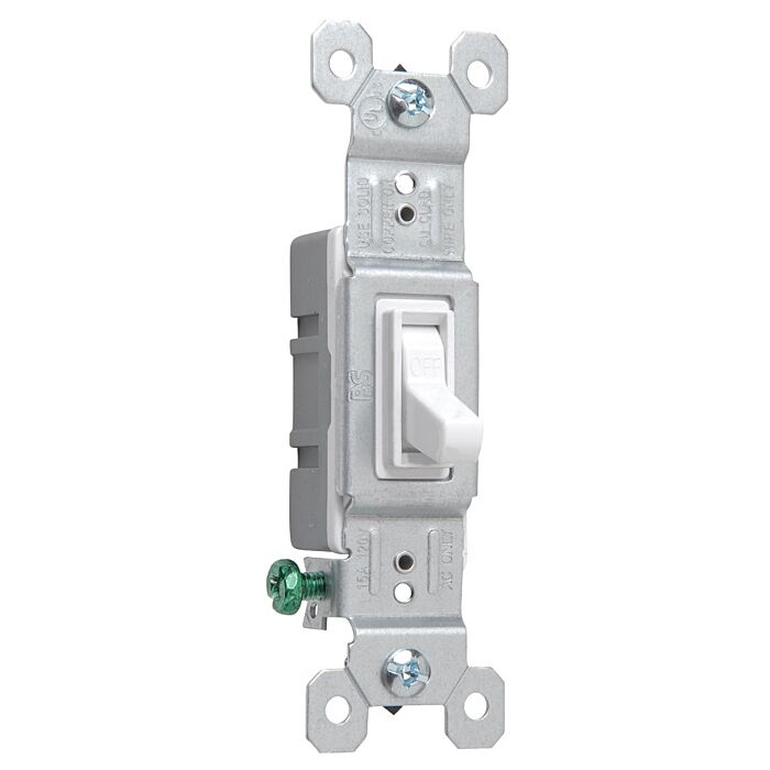 Pass & Seymour TradeMaster Grounding Toggle Switch, White 660WG