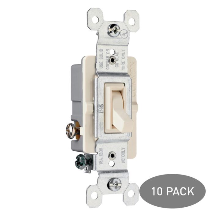 Pass & Seymour CC 3-WAY TOGGLE SW 15A 120VAC 10PK LA