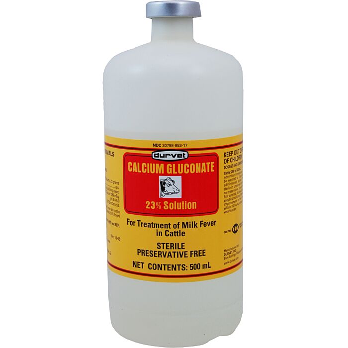 Durvet 500 mL Bottle Container Type Liquid Form Calcium Gluconate 23% Injection