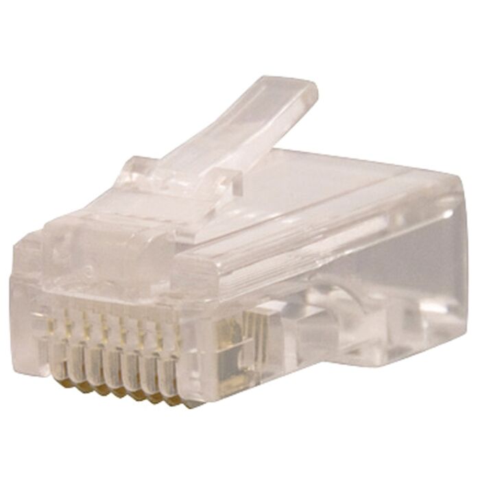 Gardner Bender GMC-88C5 Modular Plug, Rounded Cable, RJ-45 Connector, 8-Contact, 8-Position, White, 50/BAG