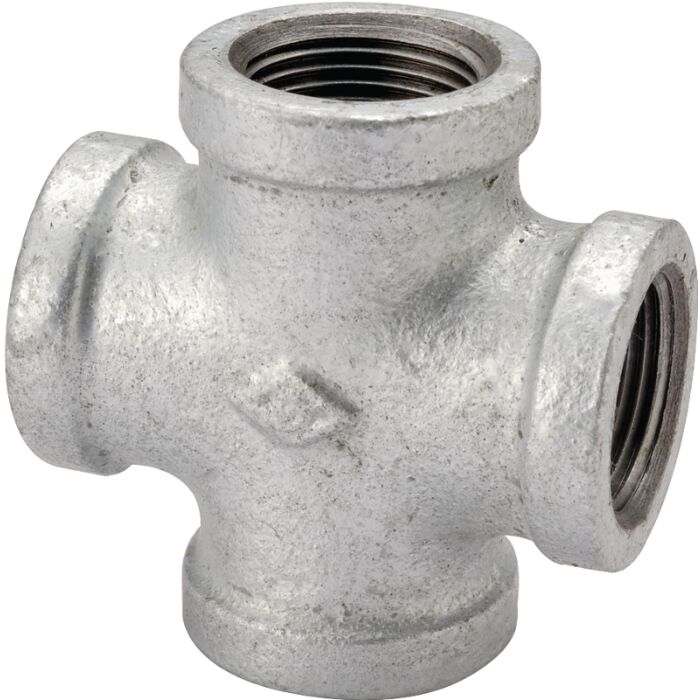 ProSource PPG180-50 Pipe Cross, 2 in, Female, Malleable Iron, 40 Schedule, 300 psi Pressure