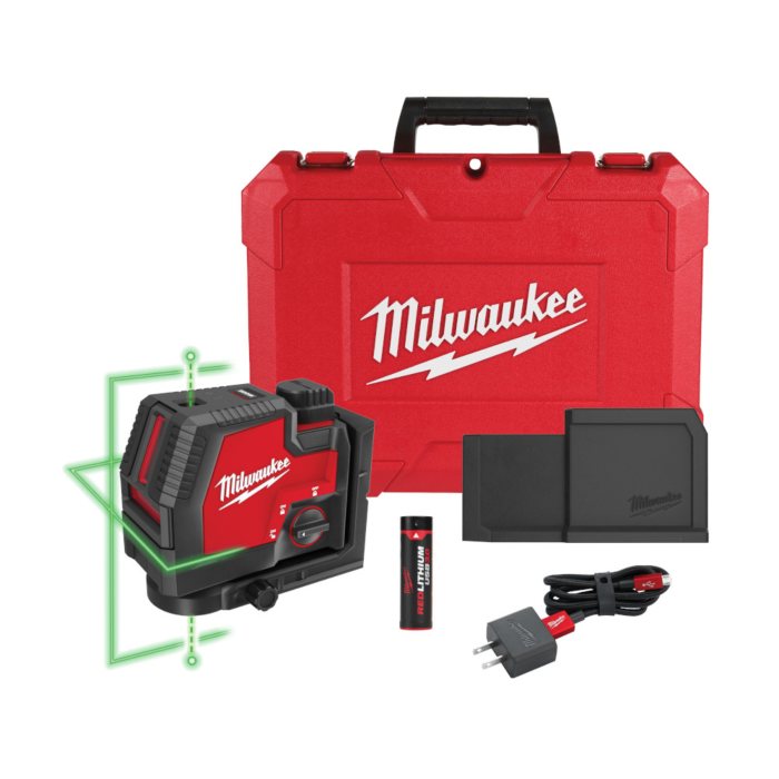 USB Rechargeable Green Cross Line & Plumb Points Laser