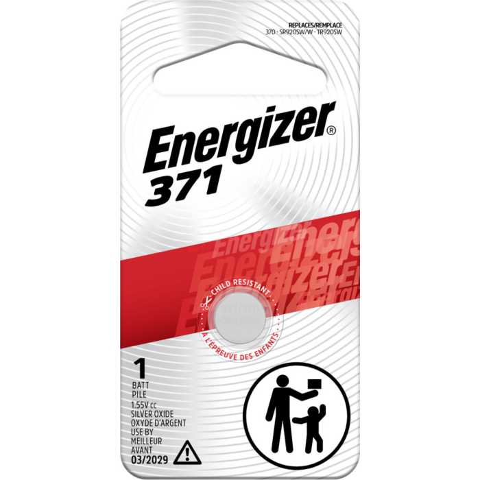 Energizer 371 Silver Oxide Button Battery, 1 Pack