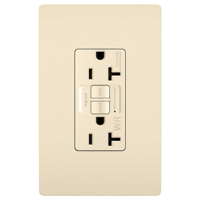 Pass & Seymour radiant® Tamper-Resistant Weather-Resistant 20A Duplex Self-Test GFCI Receptacles with SafeLock® Protection, Light Almond