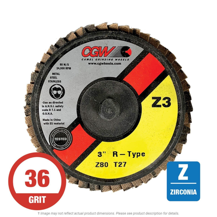 Z3® 2 - 3" Mini Flap Discs - Zirconia, Roll On - Size 3 - Grit 36