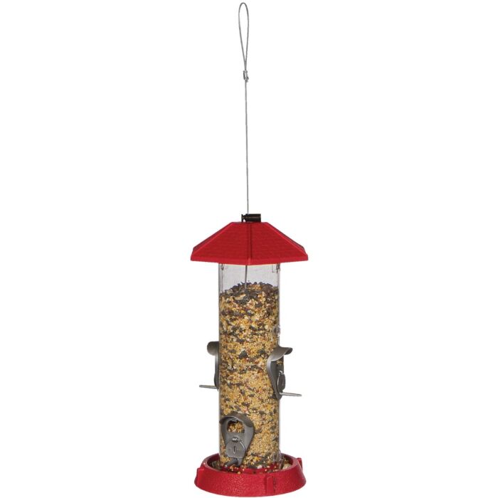 North States Plastic Tube Bird Feeder (Red) 1-1/2 lb Capacity