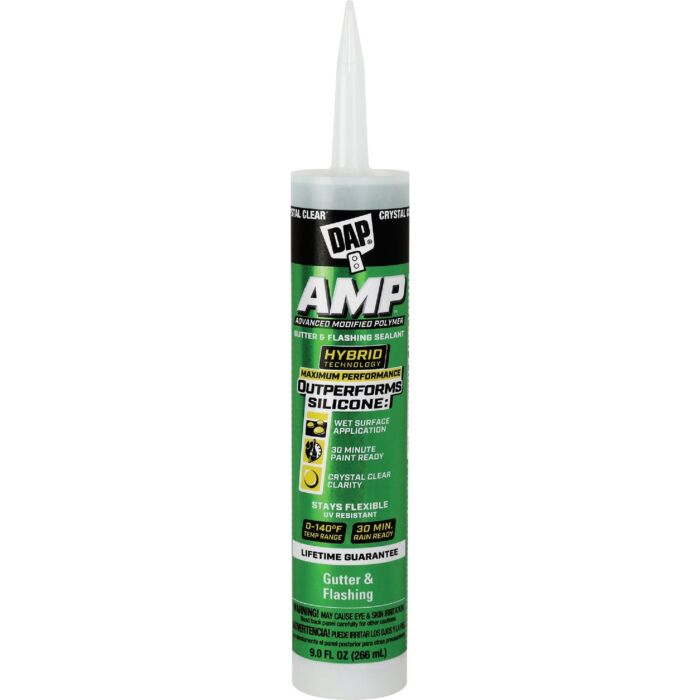 DAP AMP Advanced Modified Polymer Gutter and Flashing Sealant, Crystal Clear, 9 Oz
