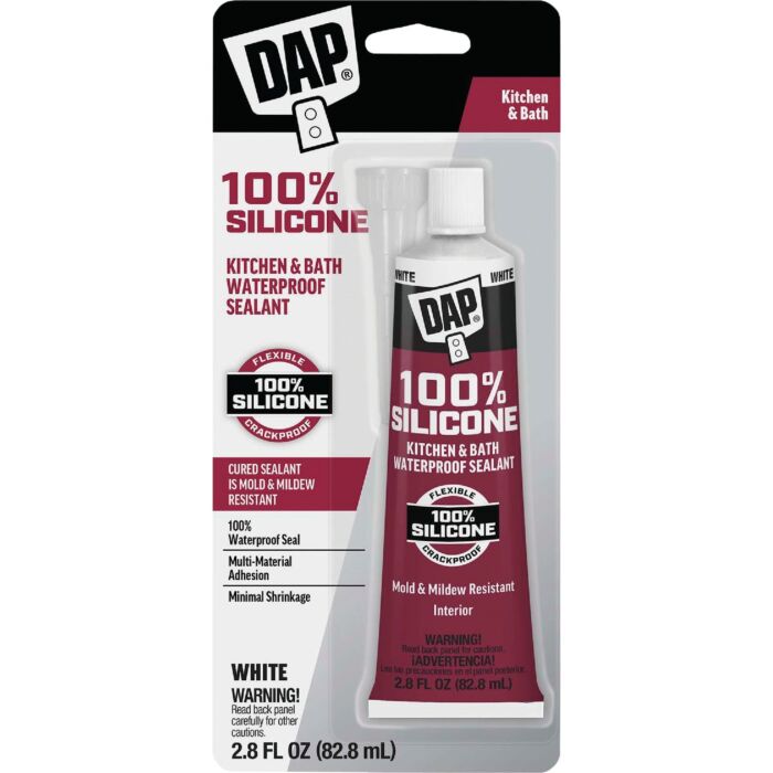 DAP 100% Silicone Kitchen & Bath Sealant (White) 2.8 oz