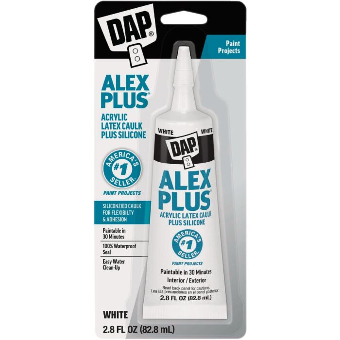 DAP Alex Plus 2.8 Oz. All-Purpose White Siliconized Acrylic Latex Caulk