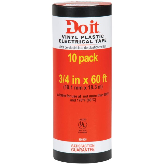 Do it Best General Purpose Electrical Tape (Black - 10pk) 3/4 in. x 60 ft.