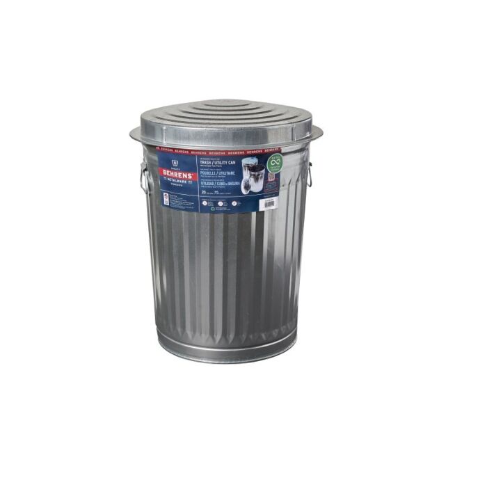 Behrens Silver Trash Can with Lid - 20 gal