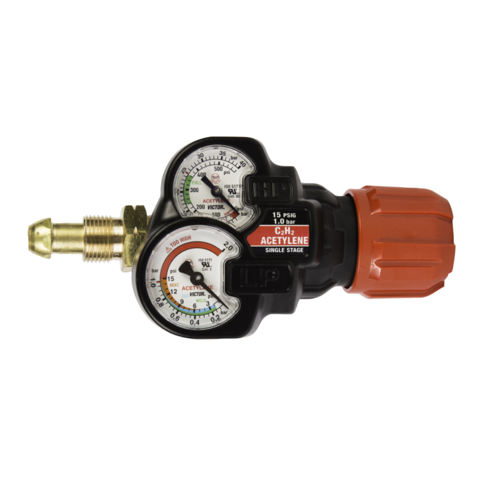 Victor Technology Victor®Model ESS32-15-510 EDGE™ Series 2.0 Heavy Duty/Medium Capacity Acetylene Single Stage Regulator, CGA-510