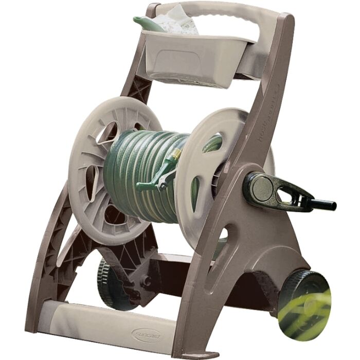 Suncast 225 Ft. x 5/8 In. Taupe & Bronze Hosemobile Resin Hose Reel with Storage Bin
