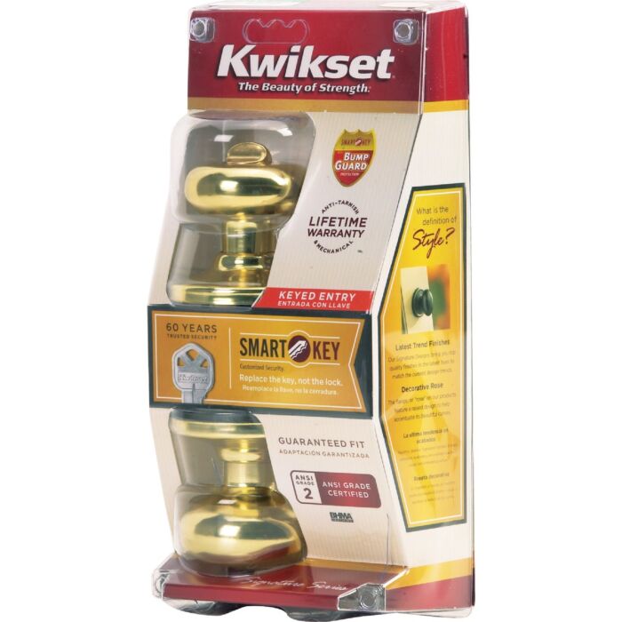 Kwikset Signature Series Polished Brass Juno Entry Door Knob
