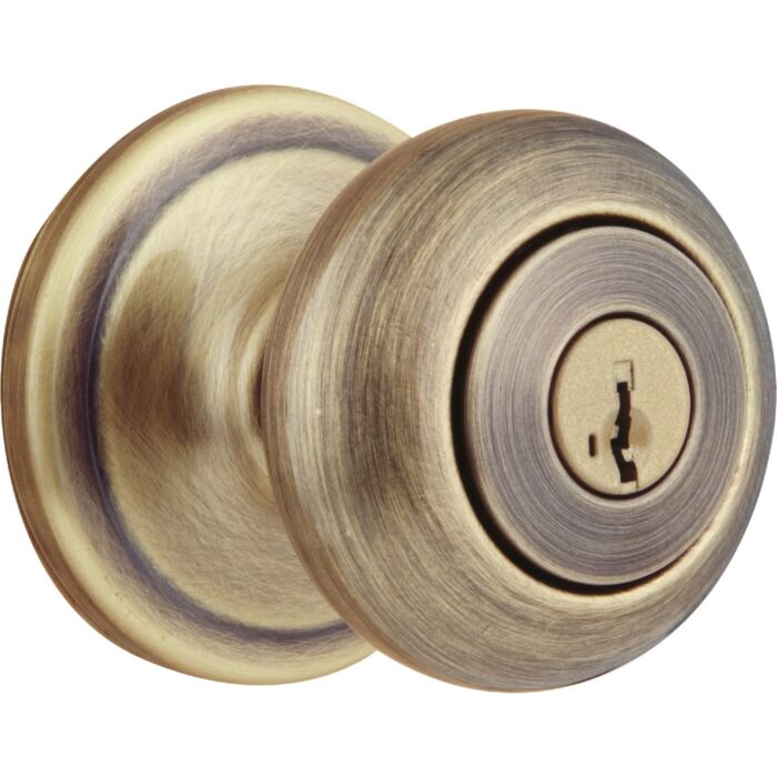 Kwikset Signature Series Antique Brass Juno Entry Door Knob with