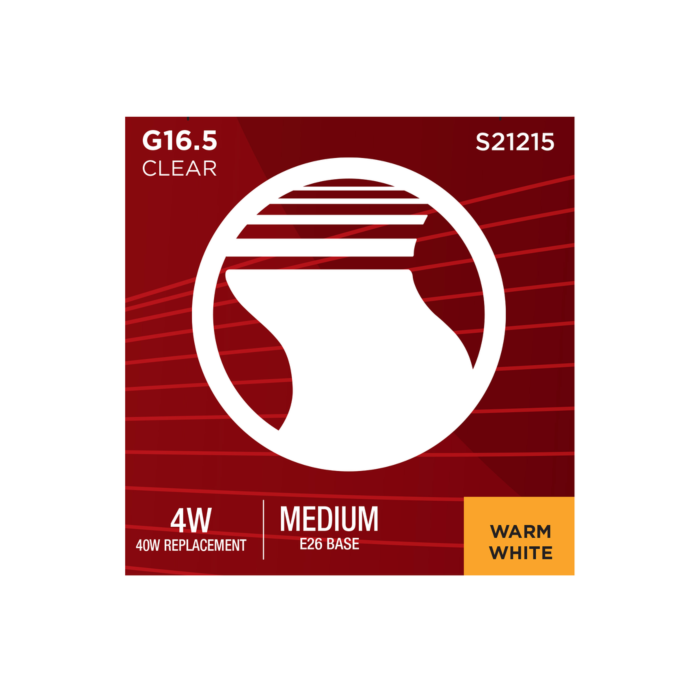 Satco 4 Watt G16.5 LED Filament - Clear - Medium base - 90 CRI - 2700K - 120 Volt