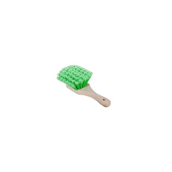 Magnolia Brush Short Handle 8 in Fender Brush with Green Flagged Plastic Bristles