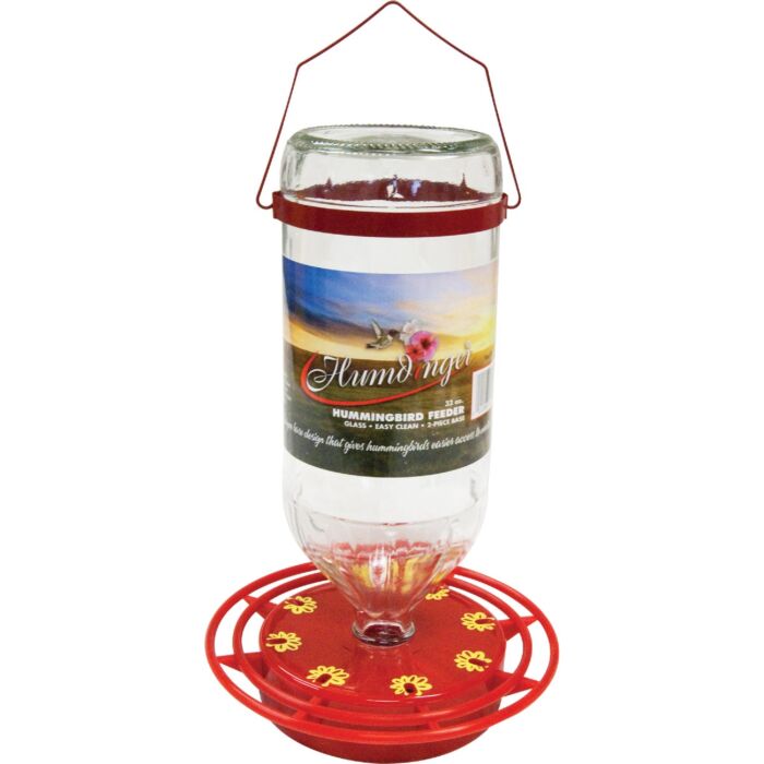 Humdinger Glass Hummingbird Feeder - 32 oz Capacity