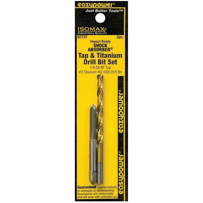 Eazypower 82737 Tap and Drill Set, 1/4-28 Thread, Titanium