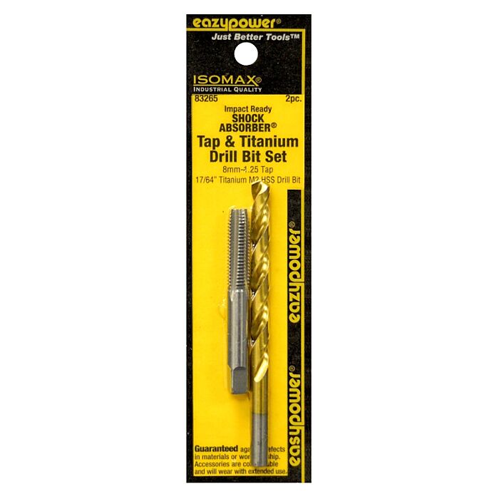 Eazypower 83265 Tap and Drill Set, 8mm-1.25 Thread, Titanium