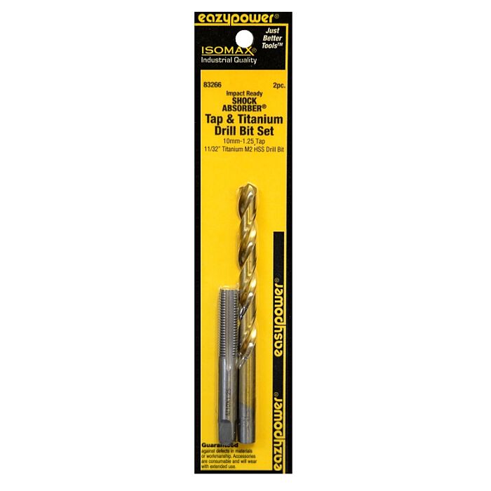 Eazypower 83266 Tap and Drill Set, 10MM-1.25 Thread, Titanium